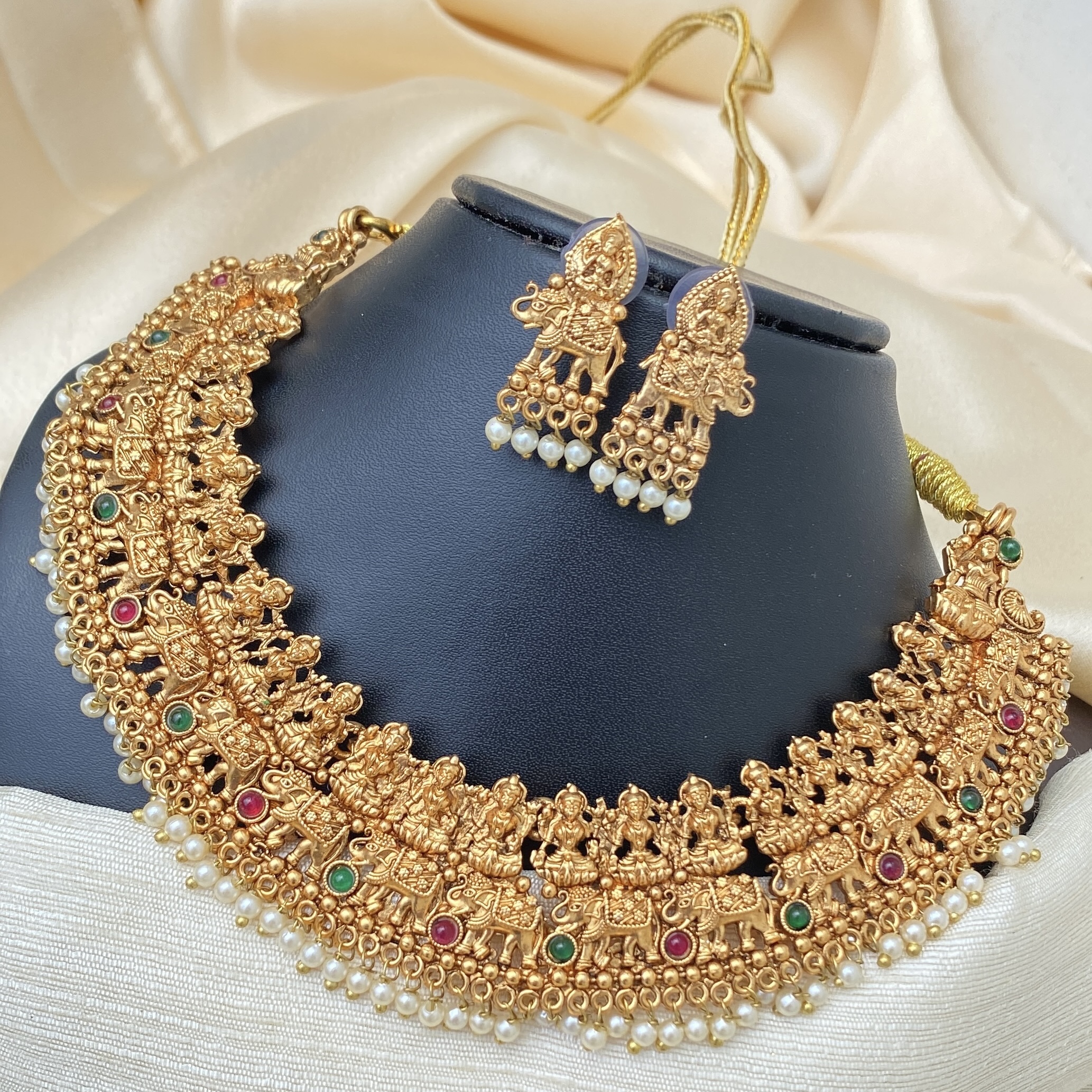 Brass Necklace set with earrings 