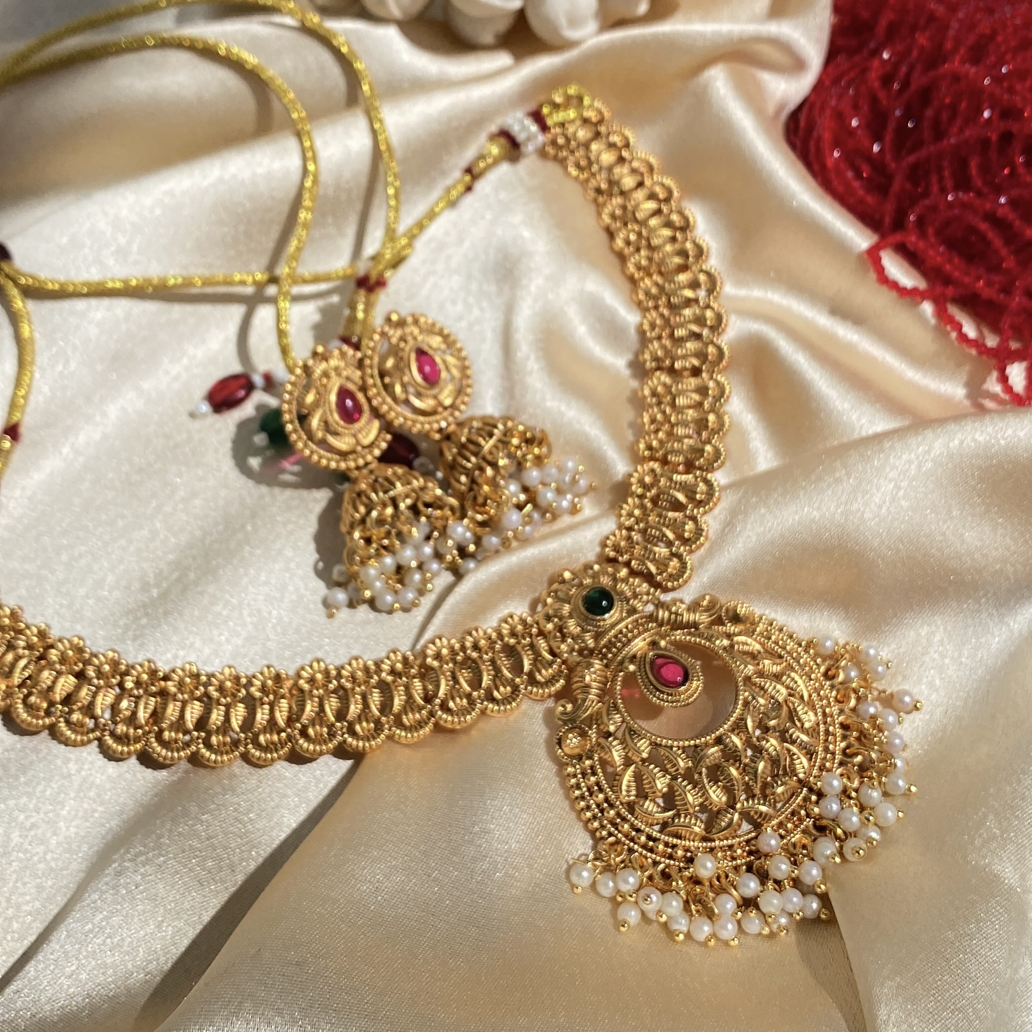 Brass Necklace Set with Earrings