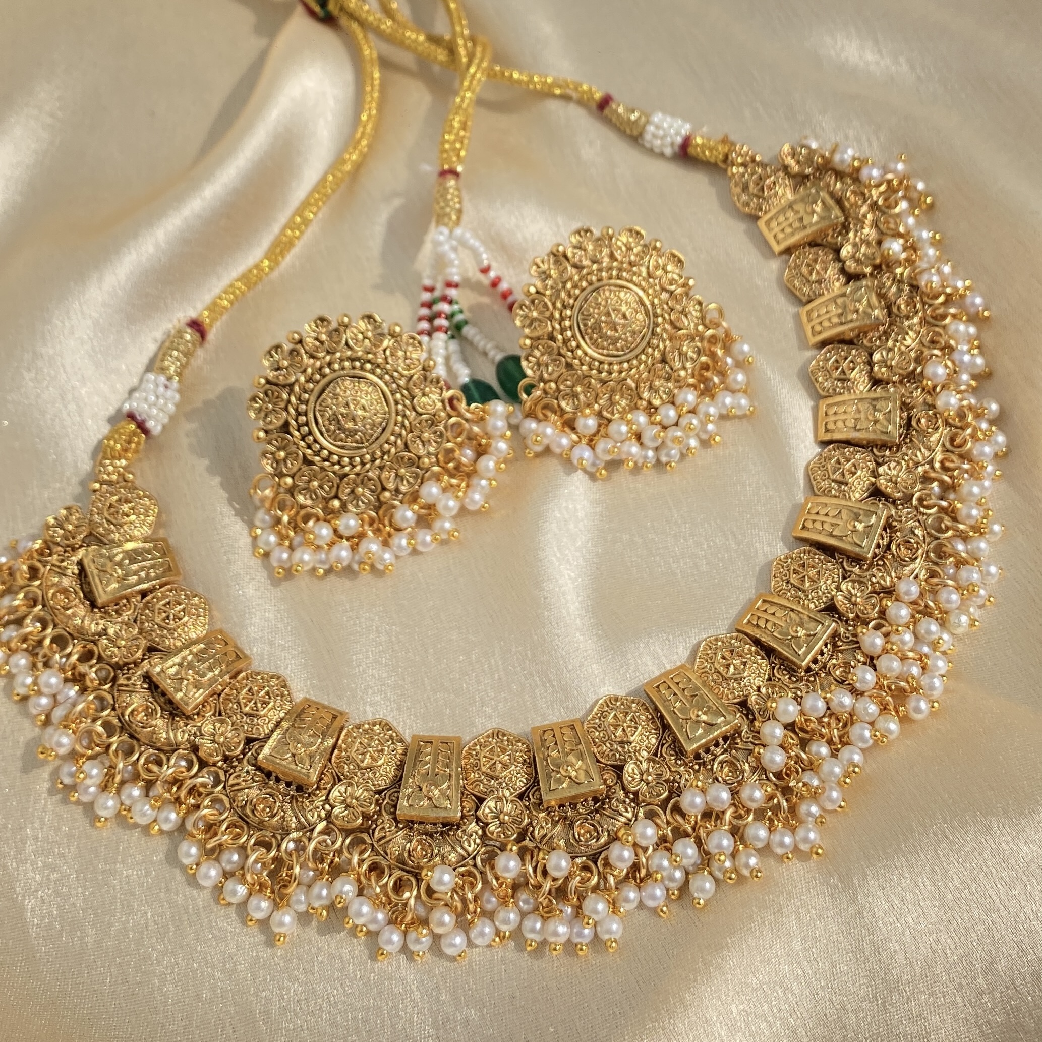 Brass Temple Jewellery with Earrings