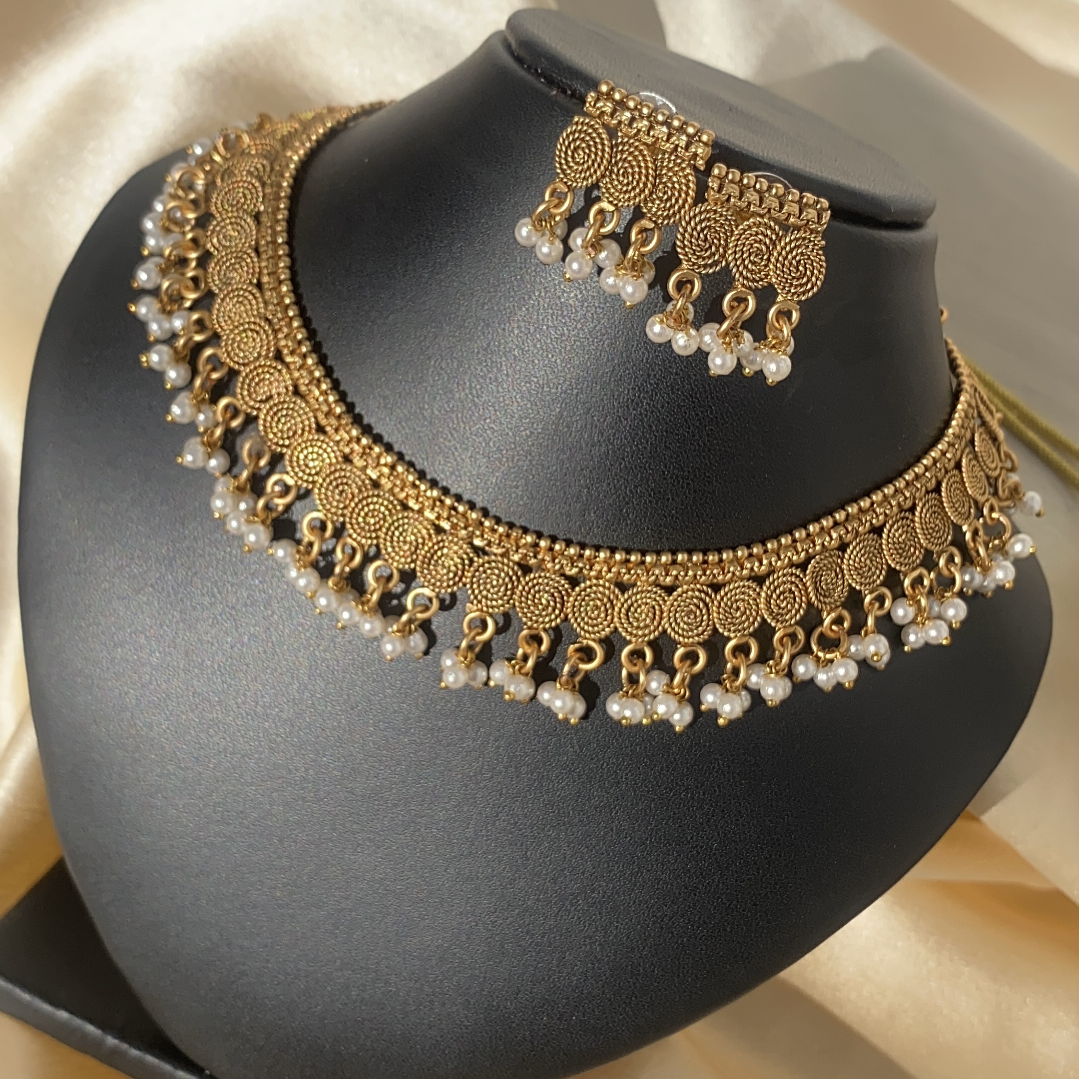 Brass Contemporary Necklace with Earrings