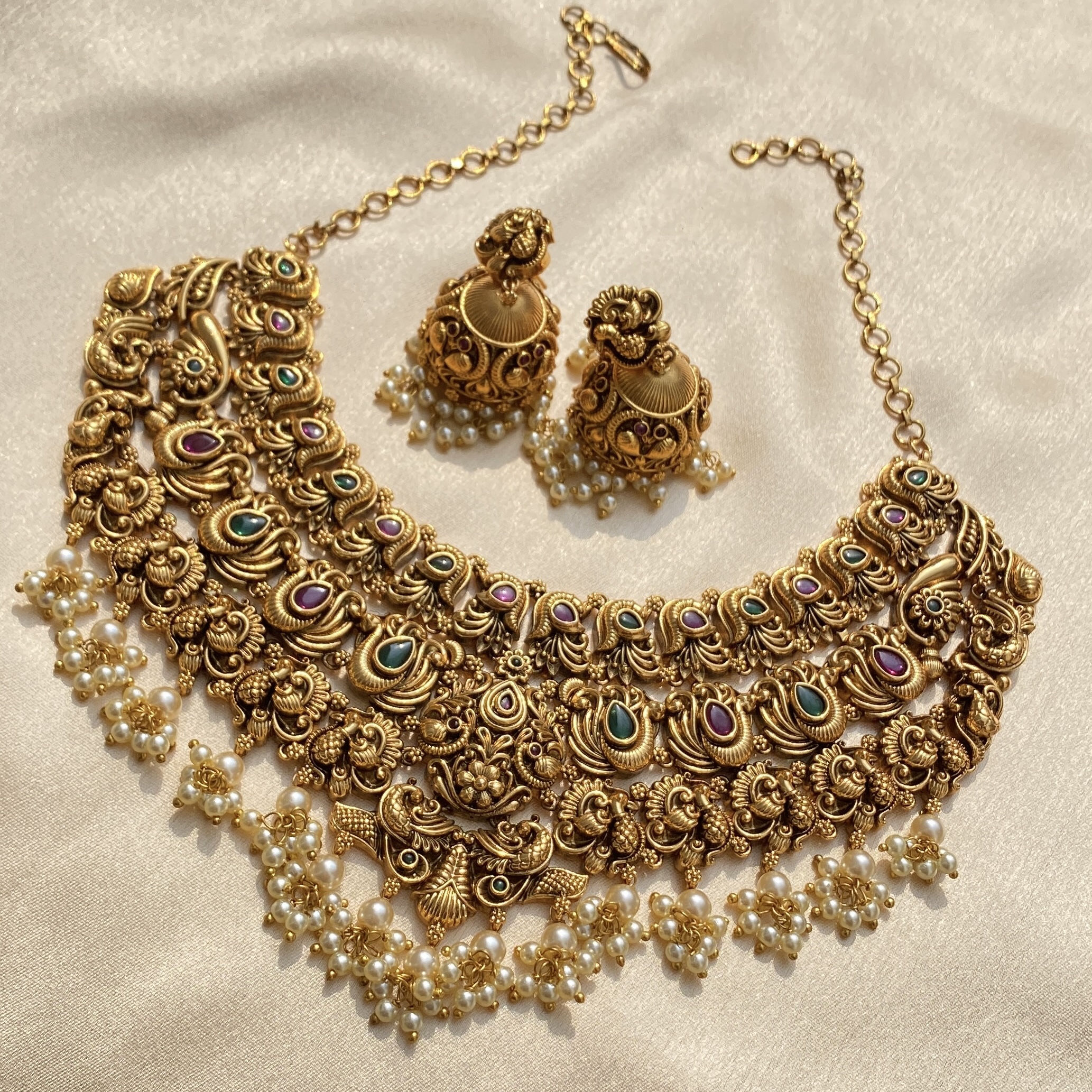 Traditional Antique Brass Necklace Set
