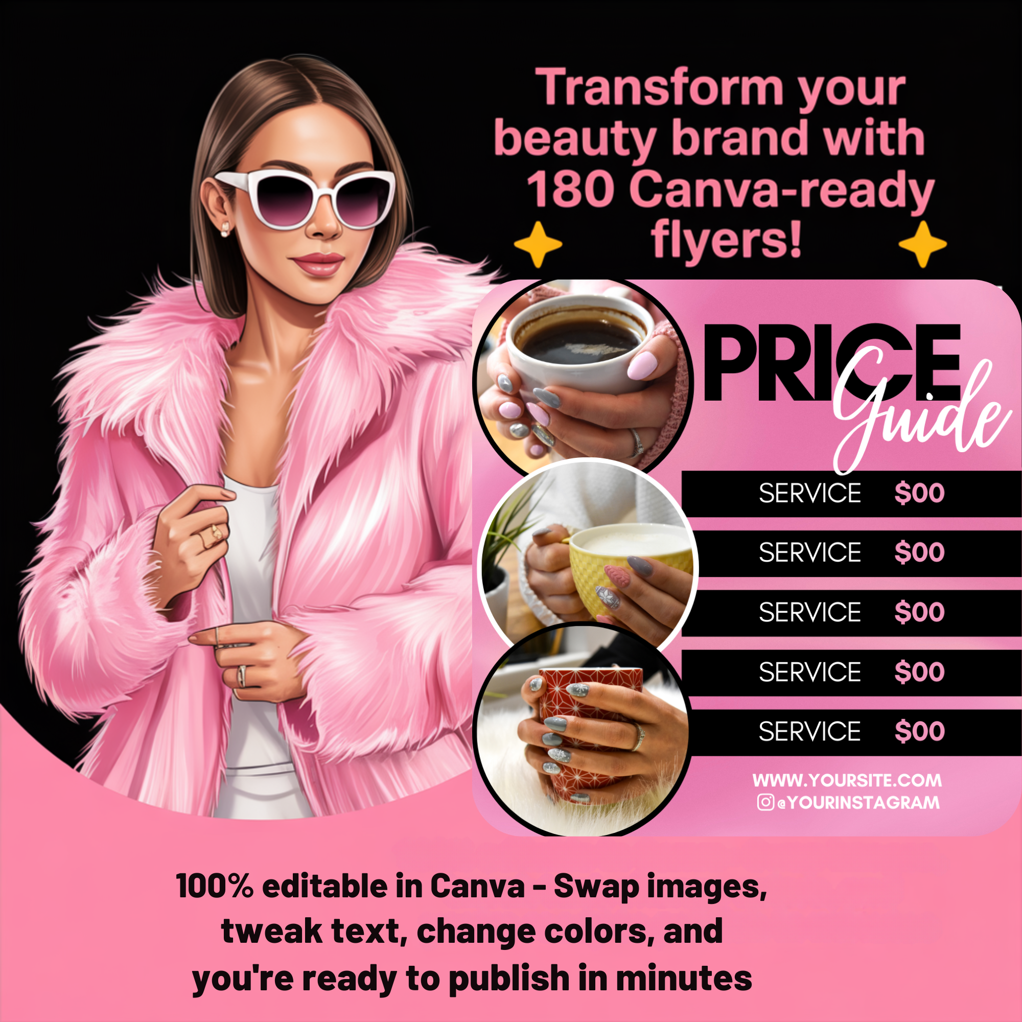 🌟 Transform Your Beauty Brand with Canva-Ready Flyers! 🌟Ready to fill every appointment slot and boost your bottom line? 