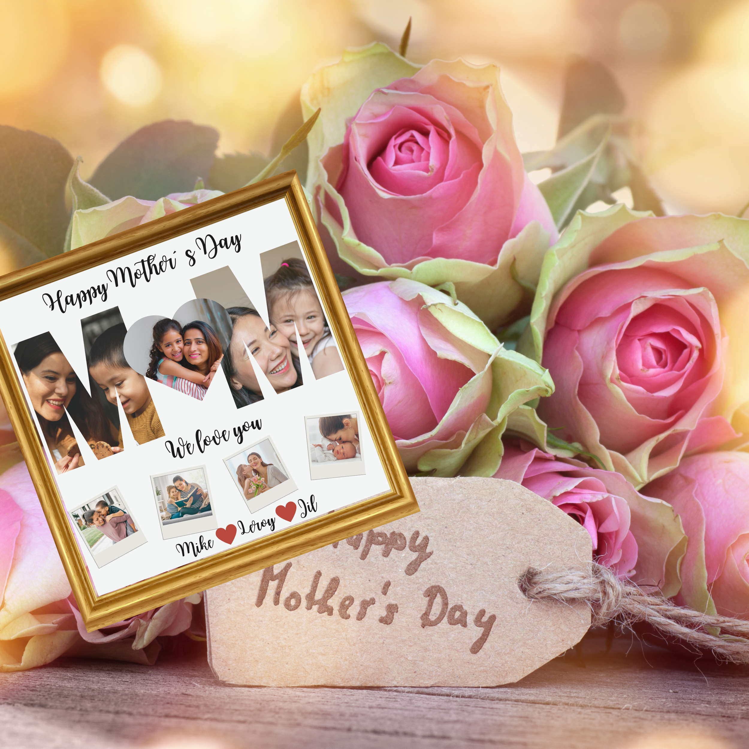 Mother's Day Photo Gift Template – Editable Canva Wall Art. Surprise your mom with a heartfelt, personal gift – made in minutes! 💕