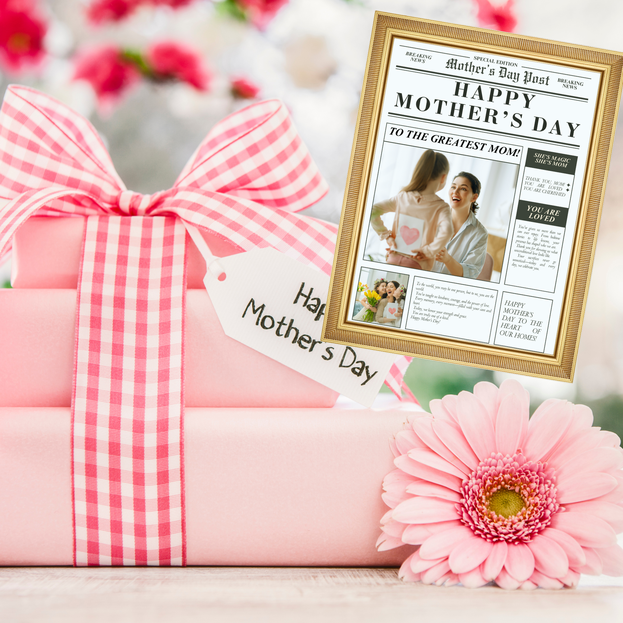 Mother's Day Gift Package with Framed Newspaper