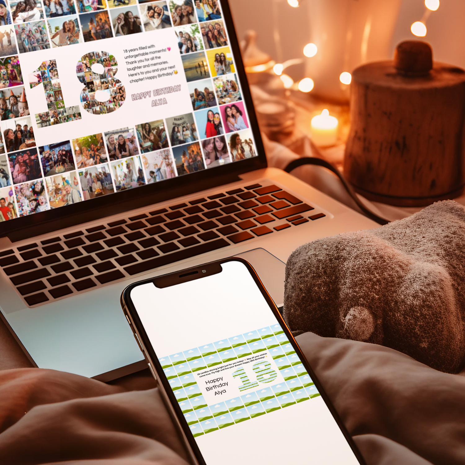 🎁 Celebrate 18 Unforgettable Years: Your Personal Photo Collage Birthday Template (Canva)