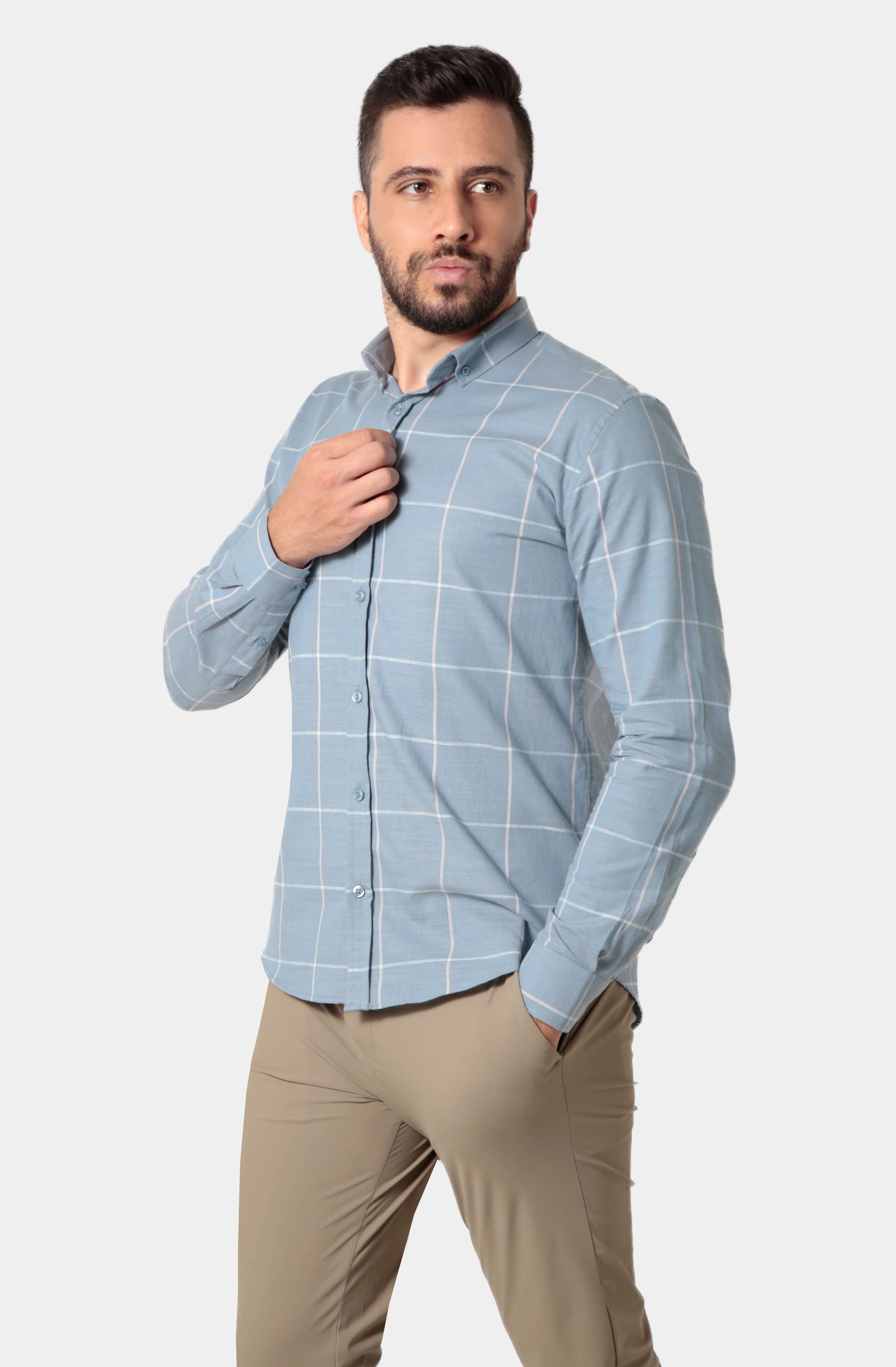 Camisa social manga longa maxi xadrez