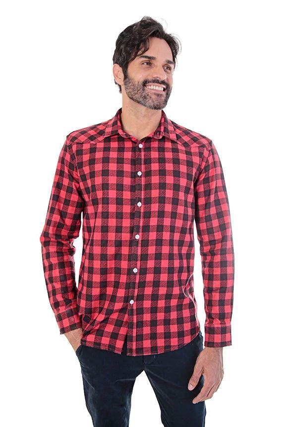 Camisa manga longa slim flanela xadrez