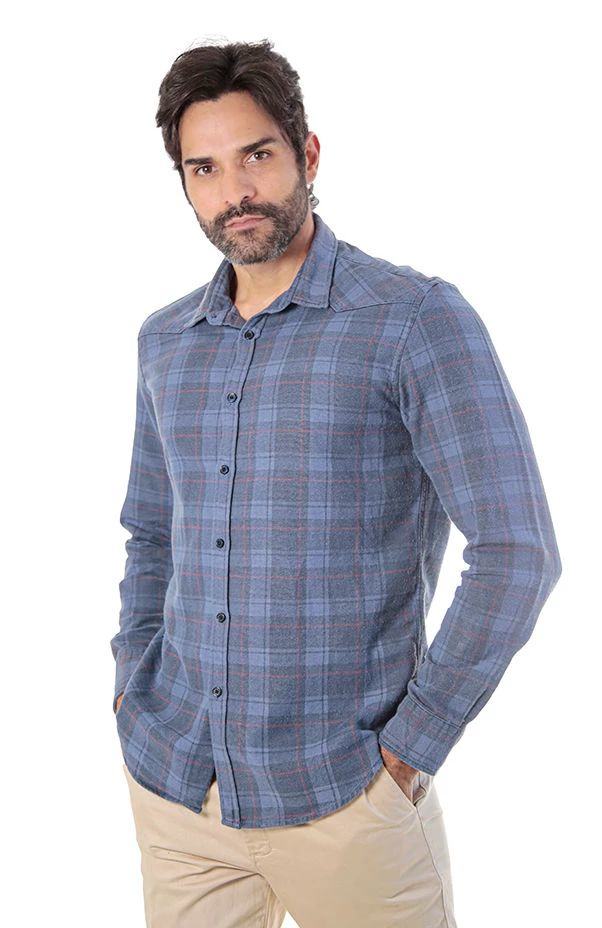 Camisa manga longa slim flanela xadrez