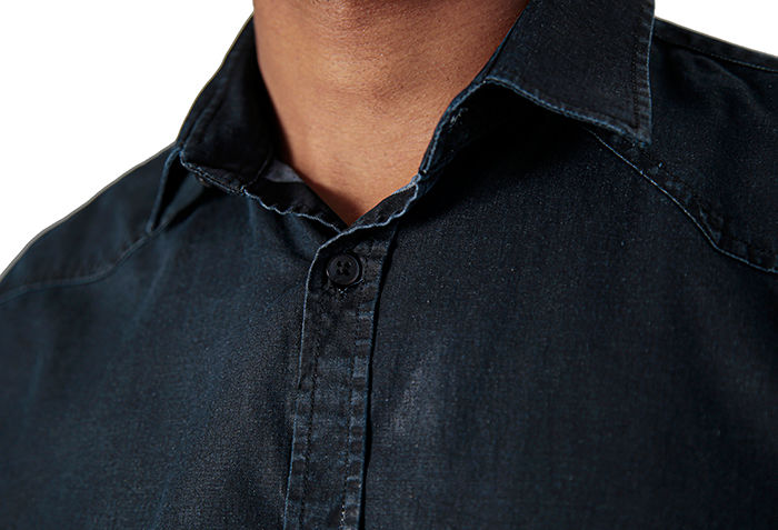 Camisa jeans masculina manga longa slim fit black estonada