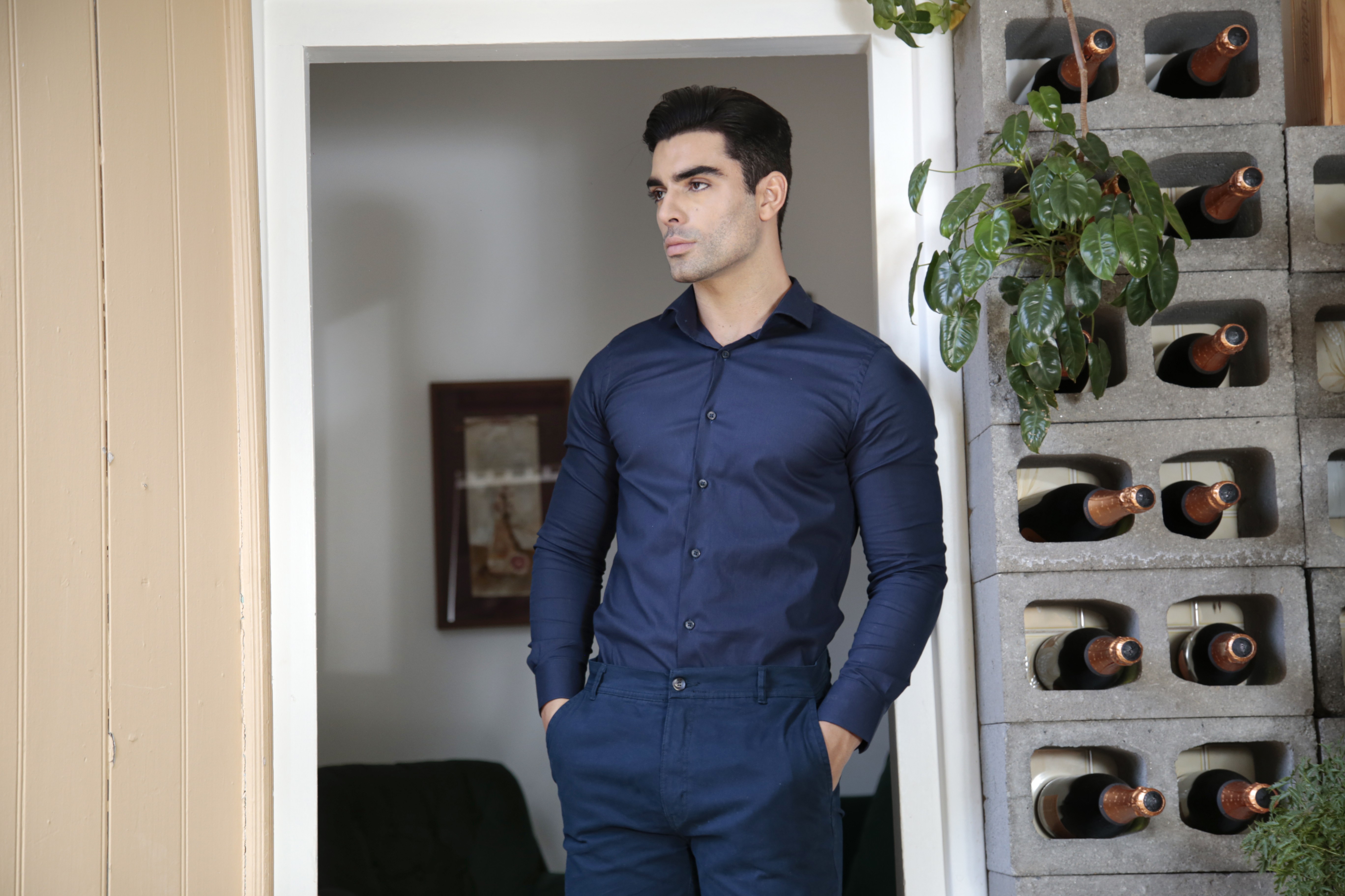 Camisa manga longa super slim básica com elastano