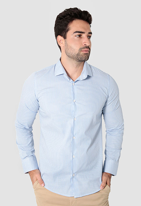 Camisa manga longa super slim listrado
