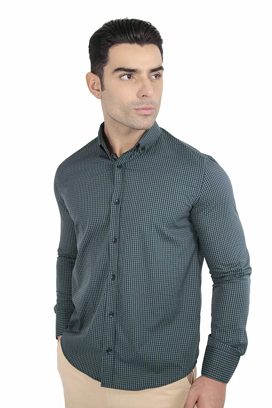 Camisa social manga longa slim fit xadrez