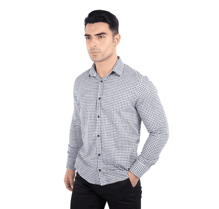 Camisa social manga longa slim fit xadrez