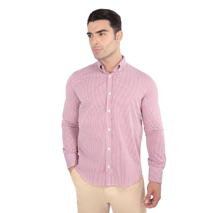 Camisa social manga longa slim fit xadrez