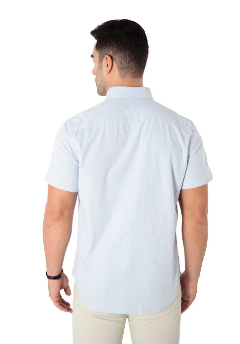 Camisa manga curta slim fit oxford button down