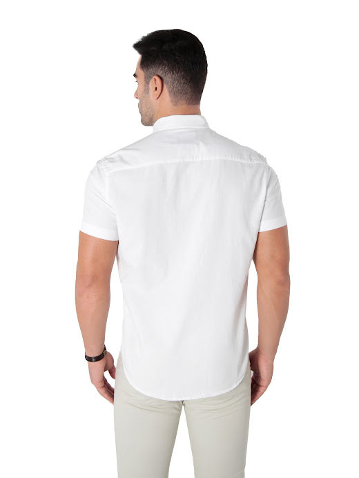 Camisa manga curta slim fit oxford button down