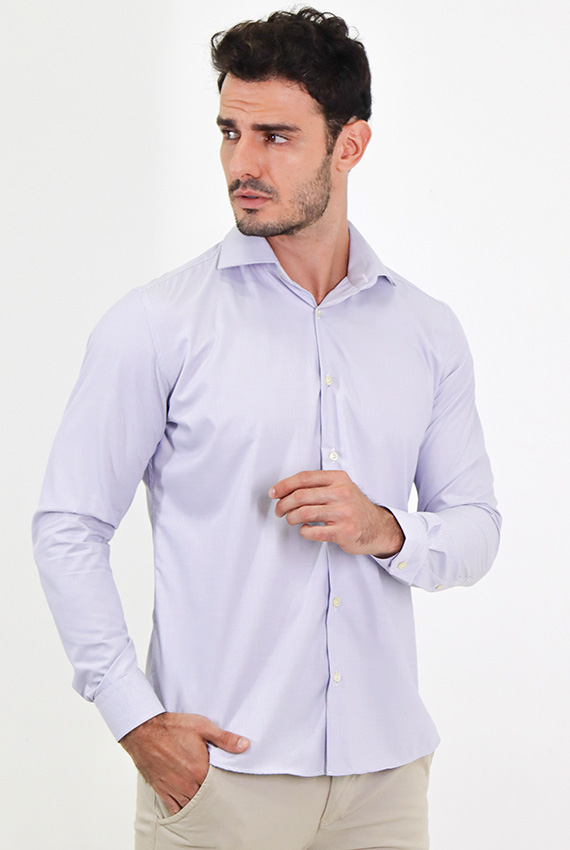 Camisa manga longa slim fit oxford modal estruturada