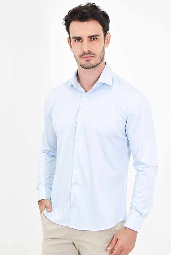 Camisa manga longa slim fit oxford modal estruturada