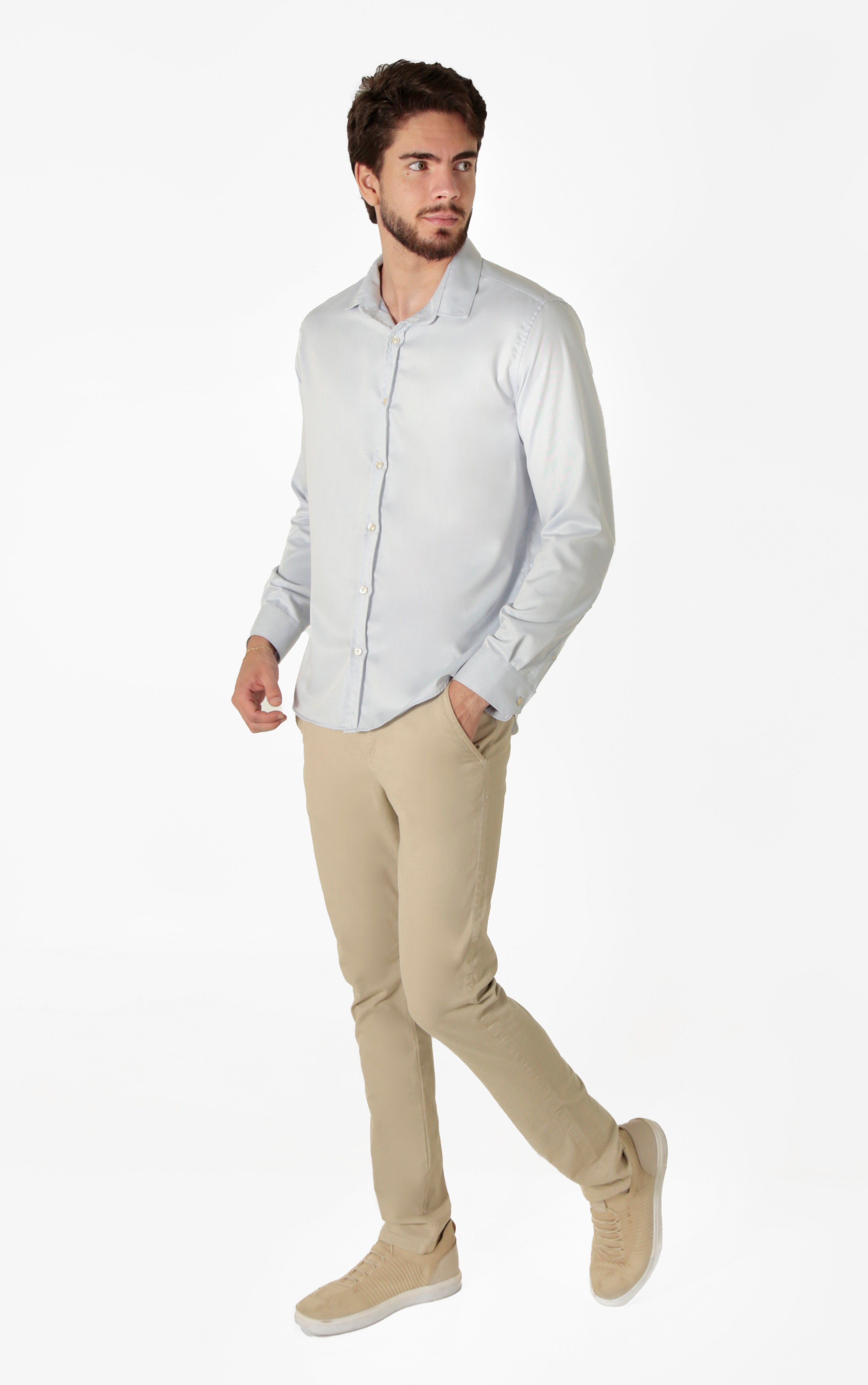 Camisa manga longa slim fit oxford modal button down