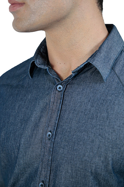 Camisa jeans manga longa slim fit