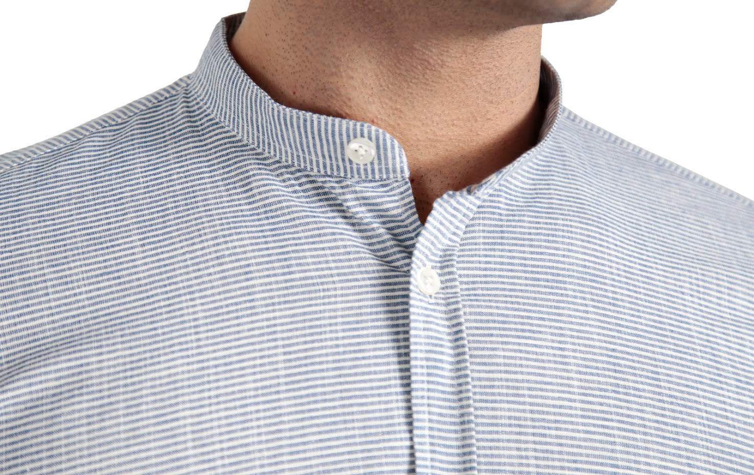 Camisa manga longa slim fit gola padre listras