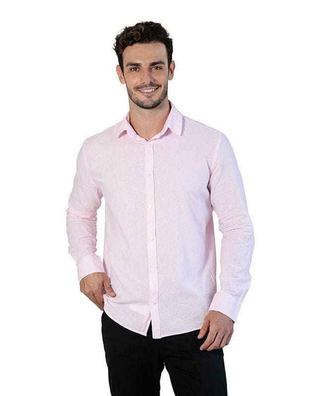 Camisa manga longa linho slim fit