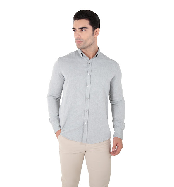 Camisa manga longa slim fit oxford button down