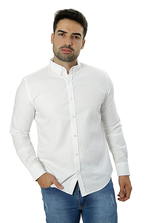 Camisa manga longa slim fit oxford button down