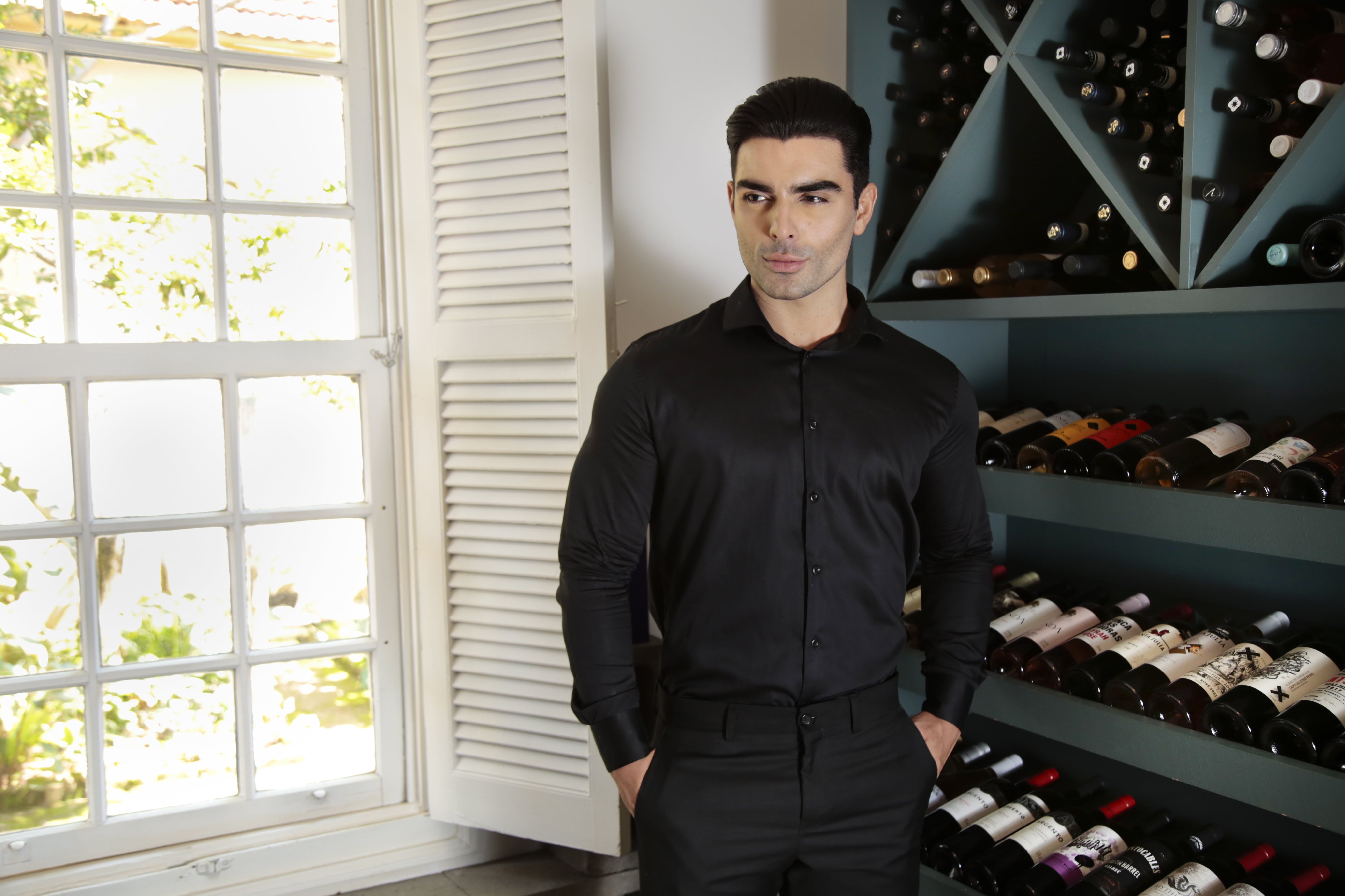 Camisa manga longa slim fit algodão egípcio