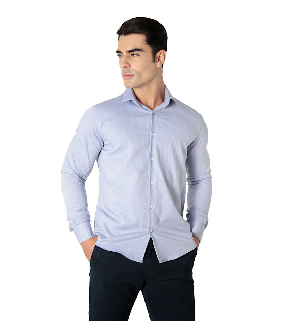 Camisa oxford pima algodão fio 80 manga longa slim fit