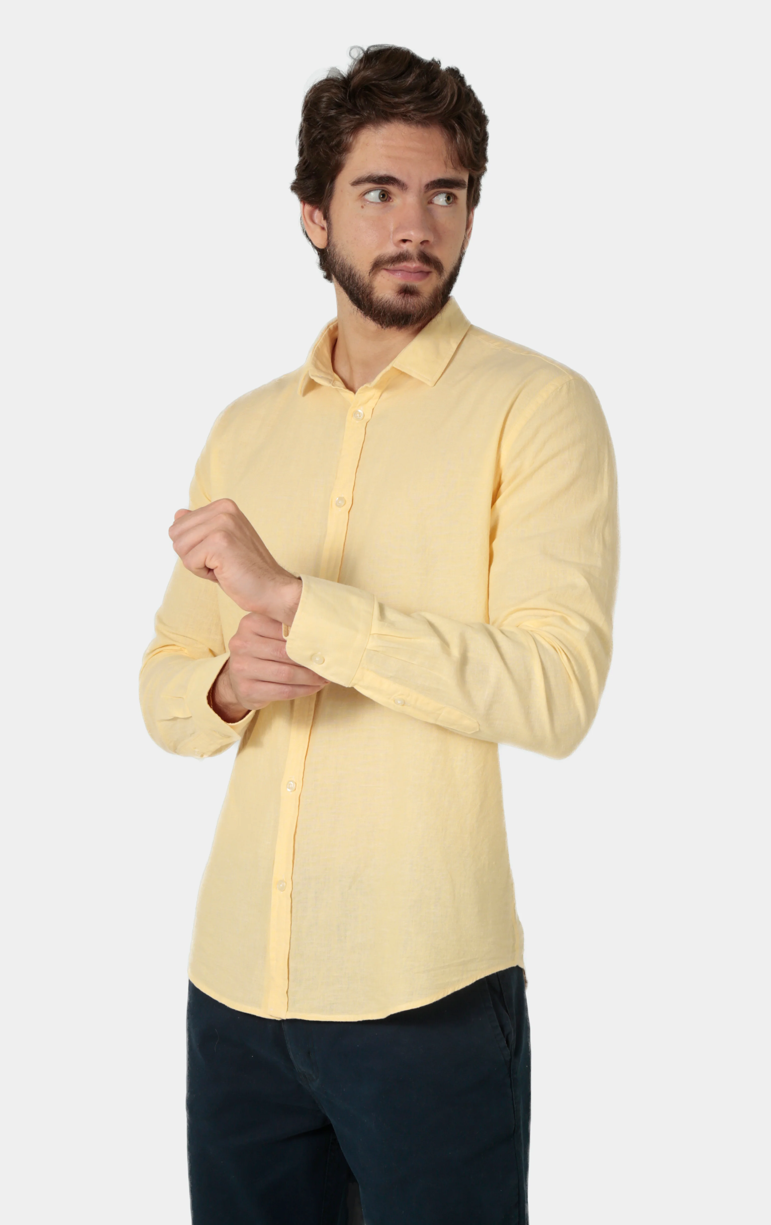 Camisa manga longa linho slim fit