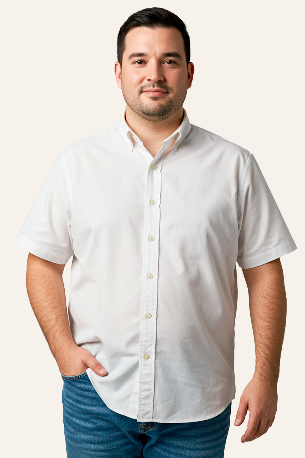 Camisa manga curta plus oxford button down