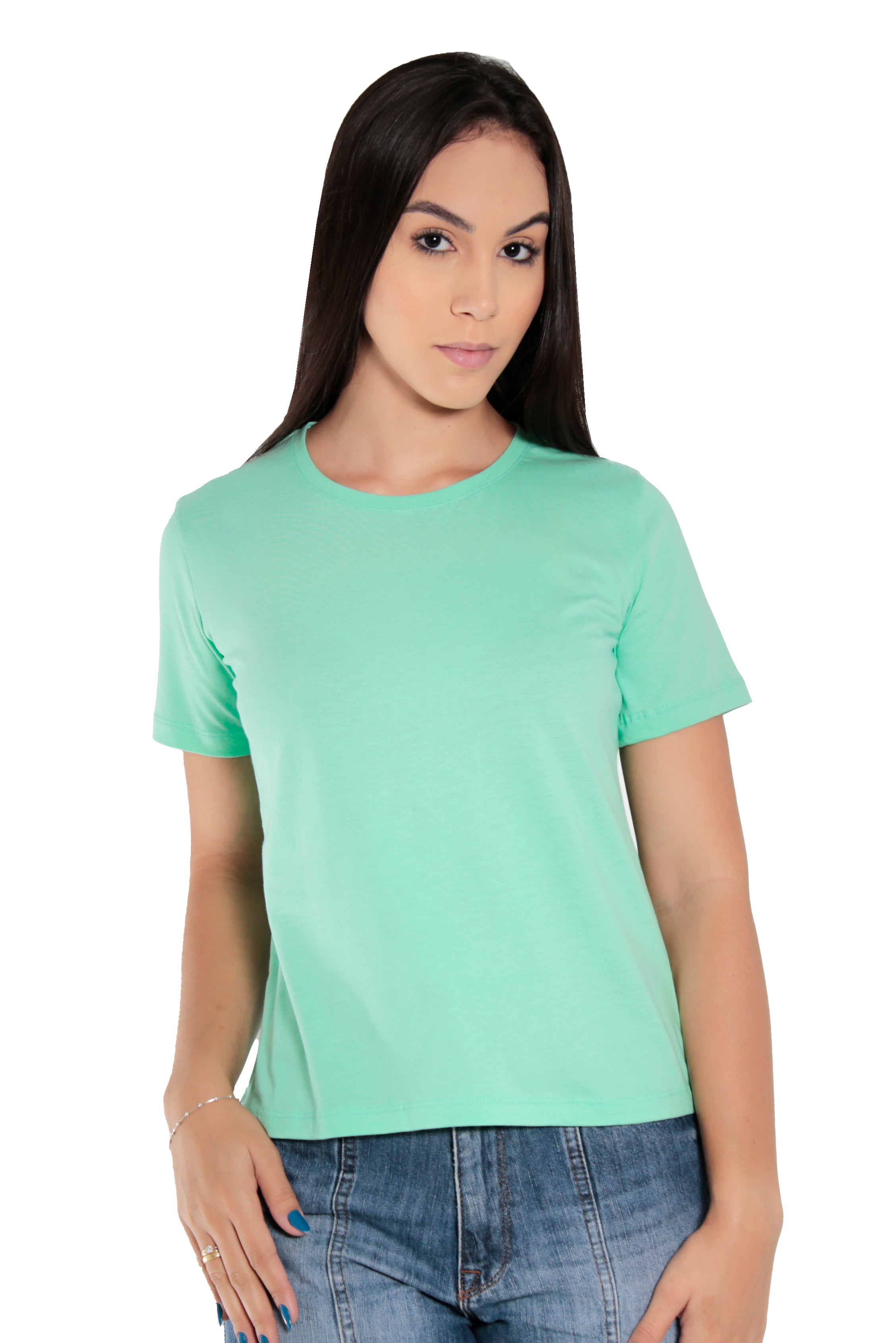 Camiseta feminina t-shirt baby long gola redonda