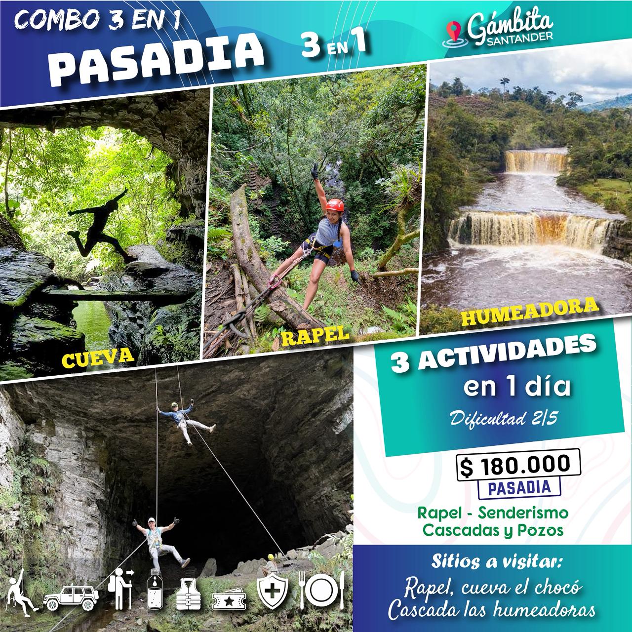 COMBO 3 EN 1 RAPEL, CUEVA Y HUMEADORA