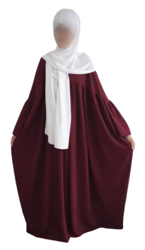 Abaya évasé bordeaux