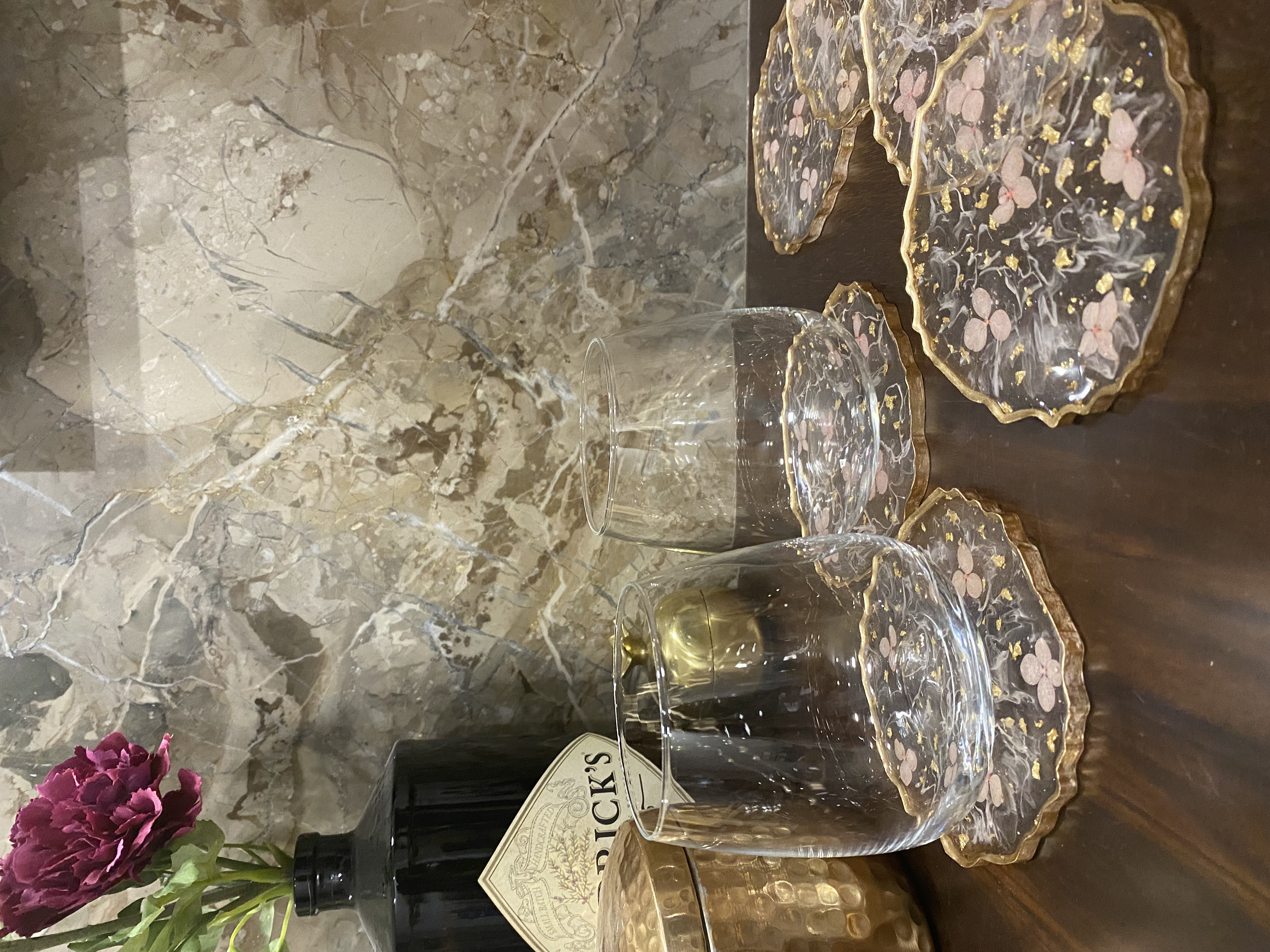 Peach Hydrangea Tray Set 