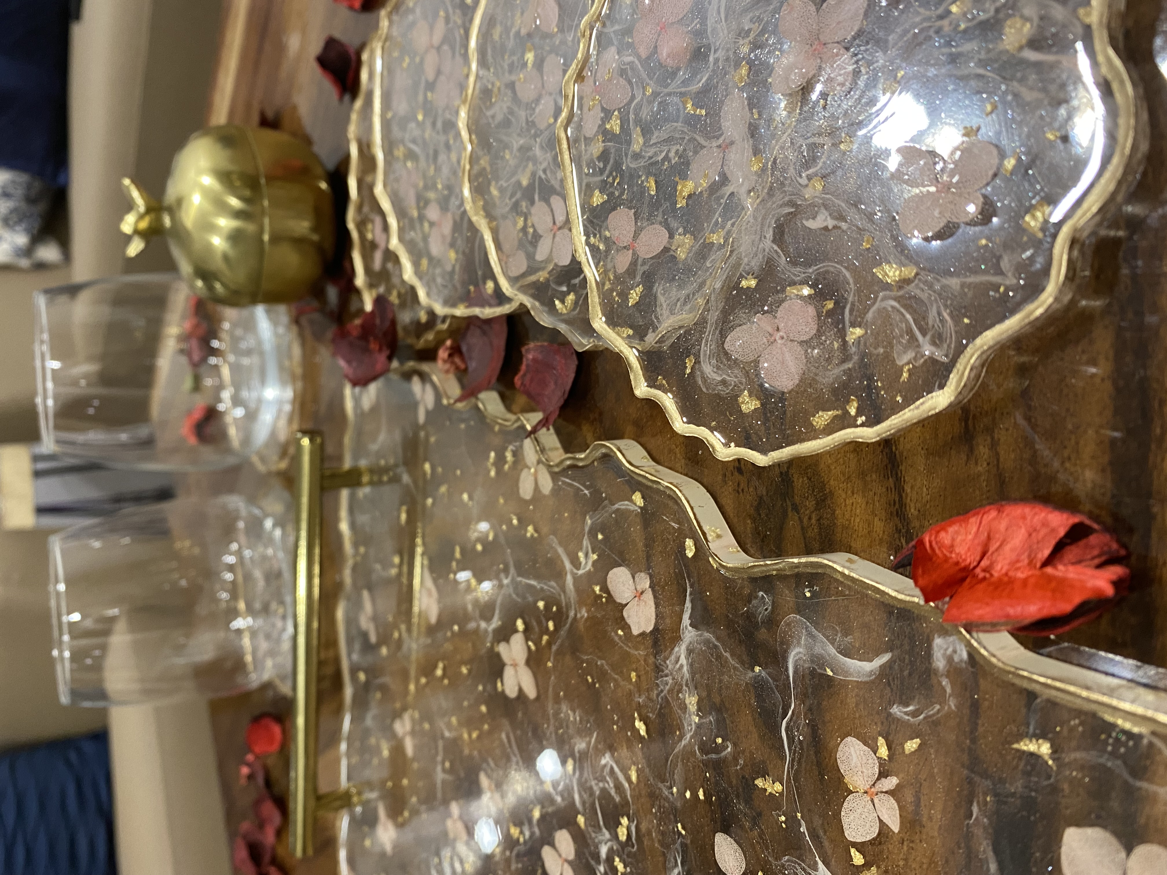 Peach Hydrangea Tray Set 