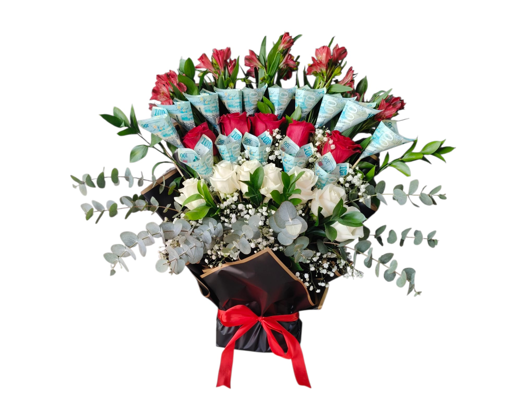 Money & Fresh Flower Bouquet