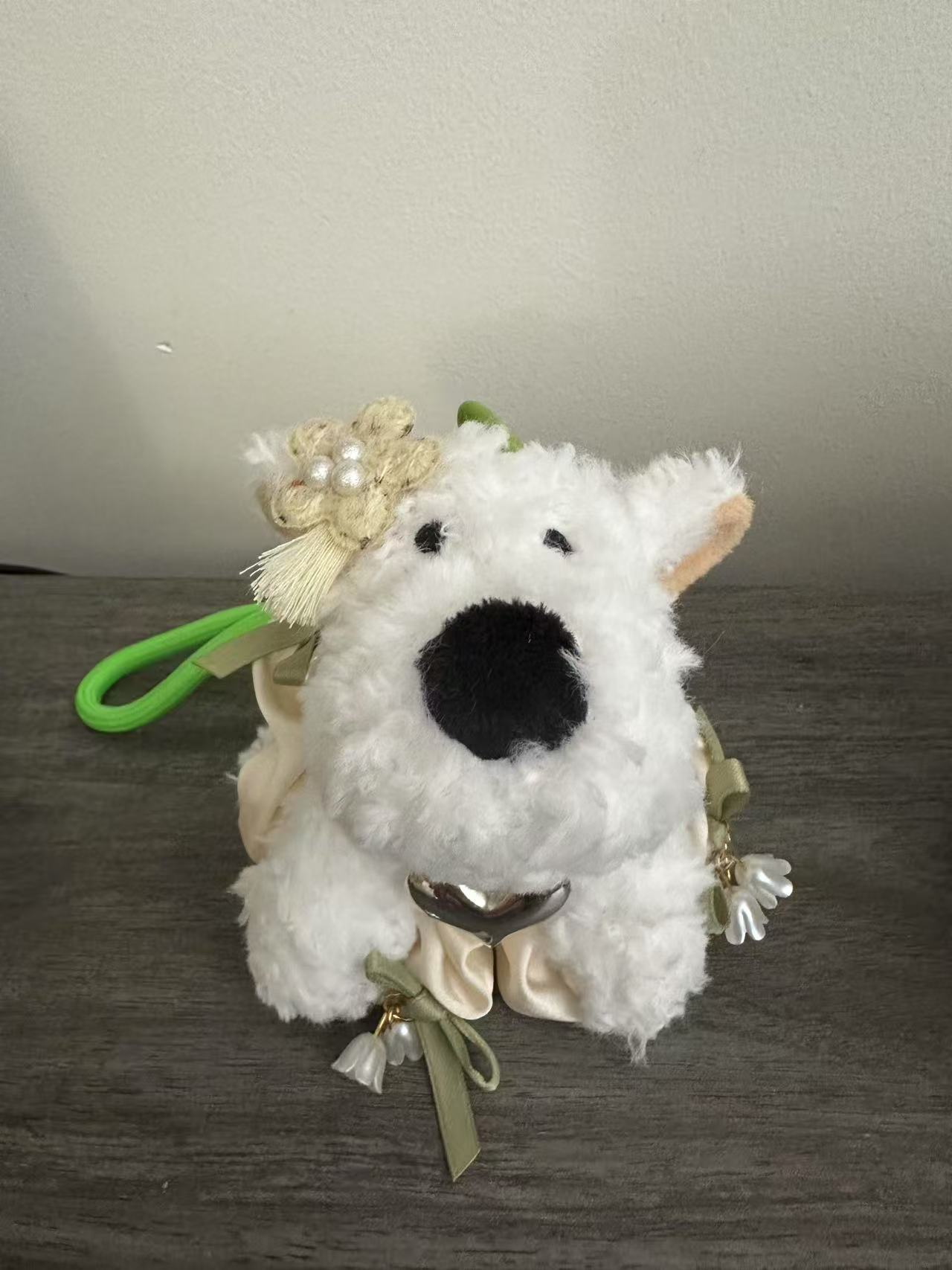 Plush White Dog Ornament