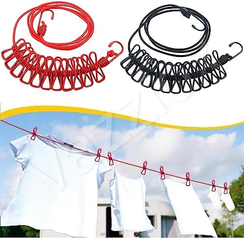  Cloth Drying Rope with Hooks (Pack of 2)