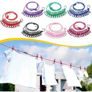  Cloth Drying Rope with Hooks (Pack of 2)