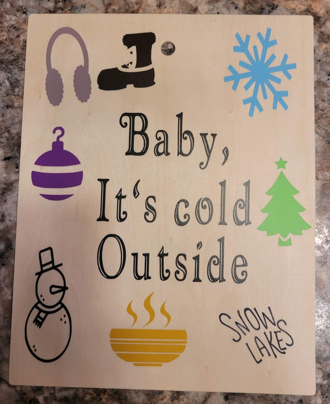 Winter-themed Wooden Plaque