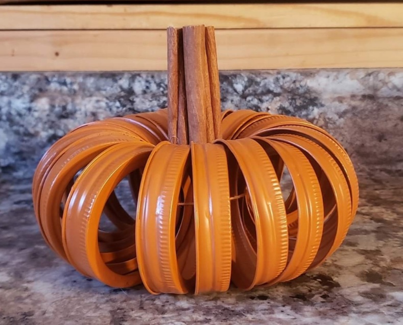 Upcycled Mason Jar Lid Pumpkin