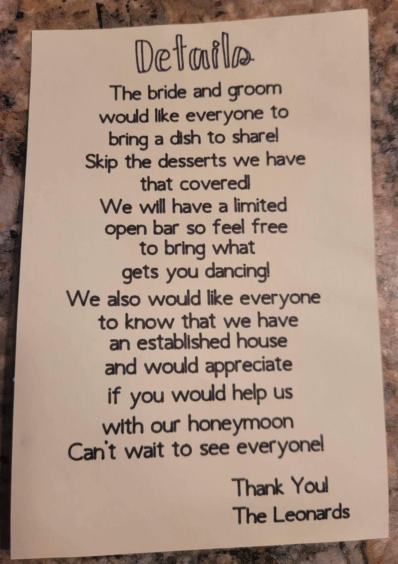 Wedding Invitation Details Card