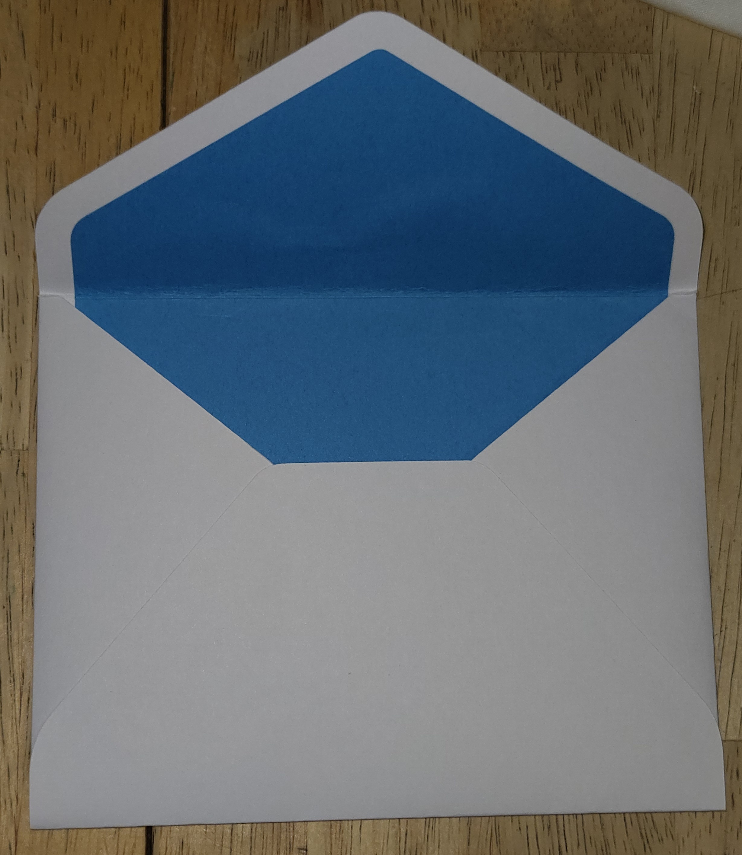 White Envelope with Blue Lining