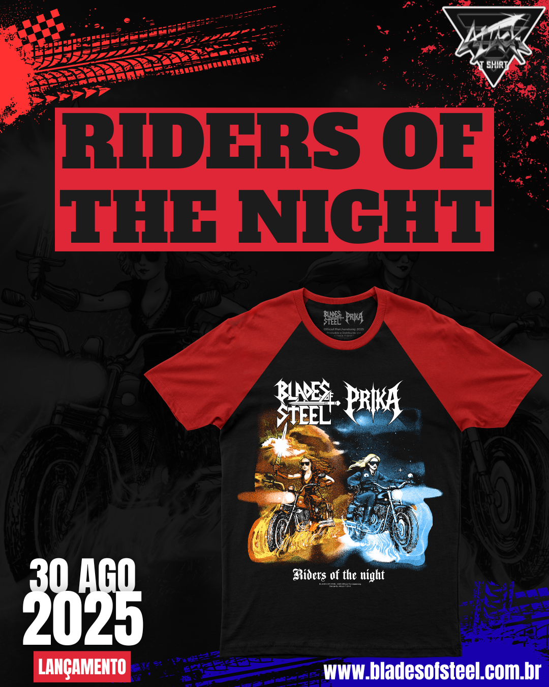 Camiseta Vermelha Riders of the night
