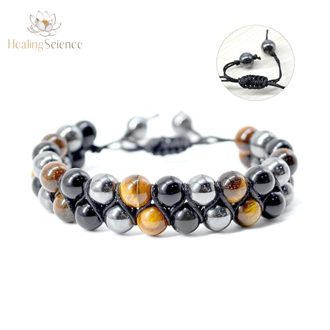 Tiger Eye and Hematite Beaded Bracelet