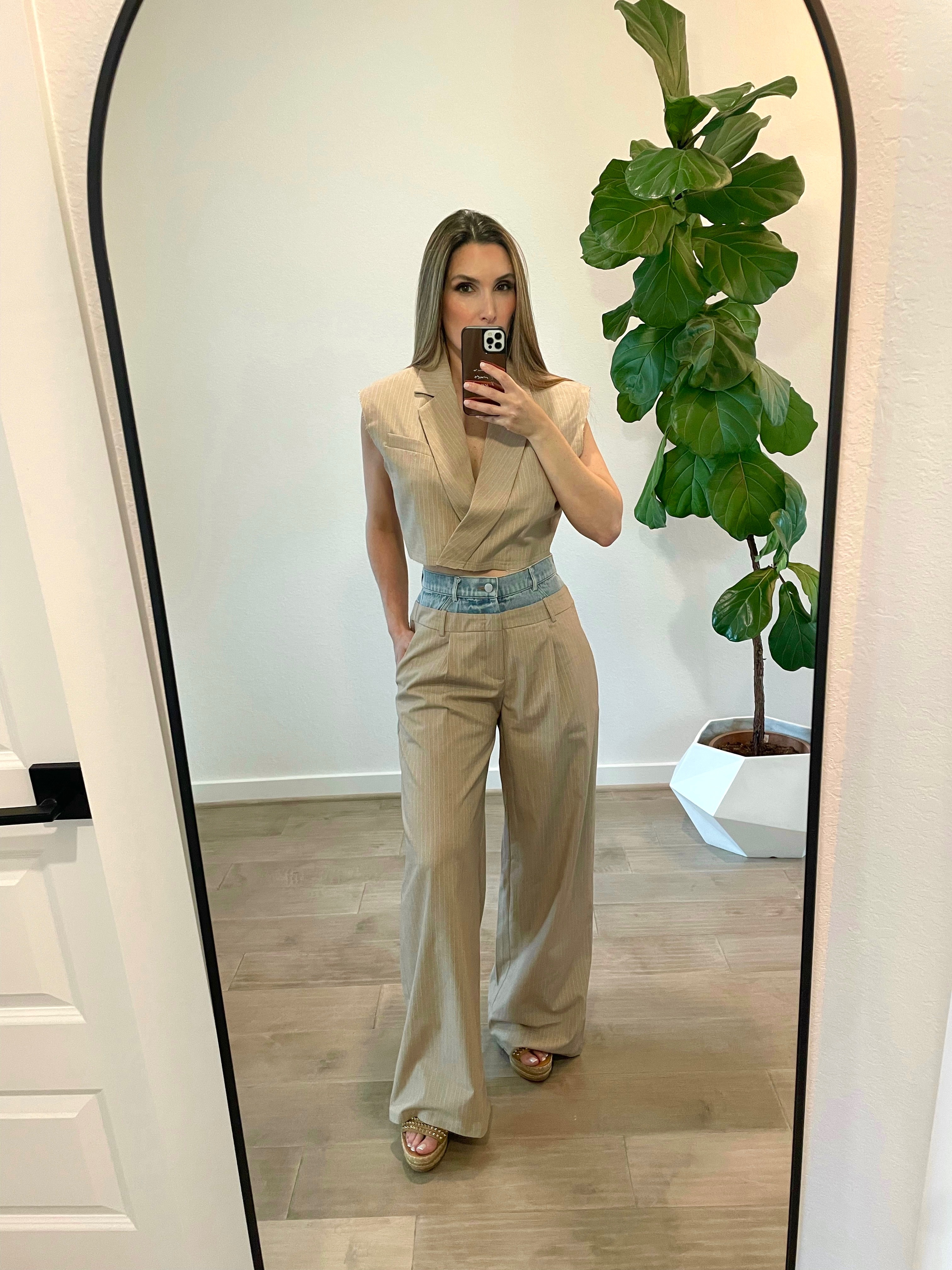 Beige Sleeveless Matching Set