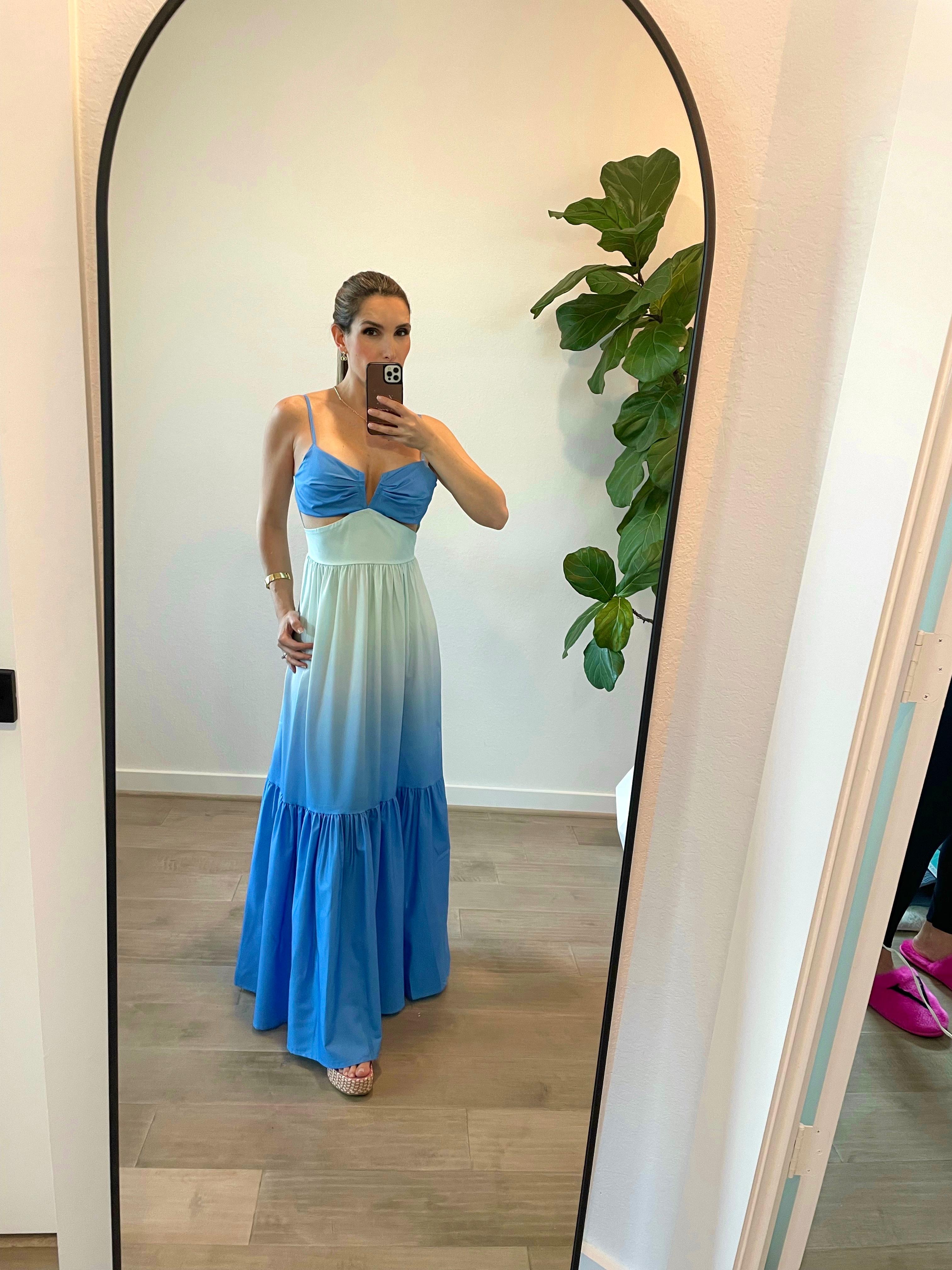 Women's Gradient Blue Maxi Dress