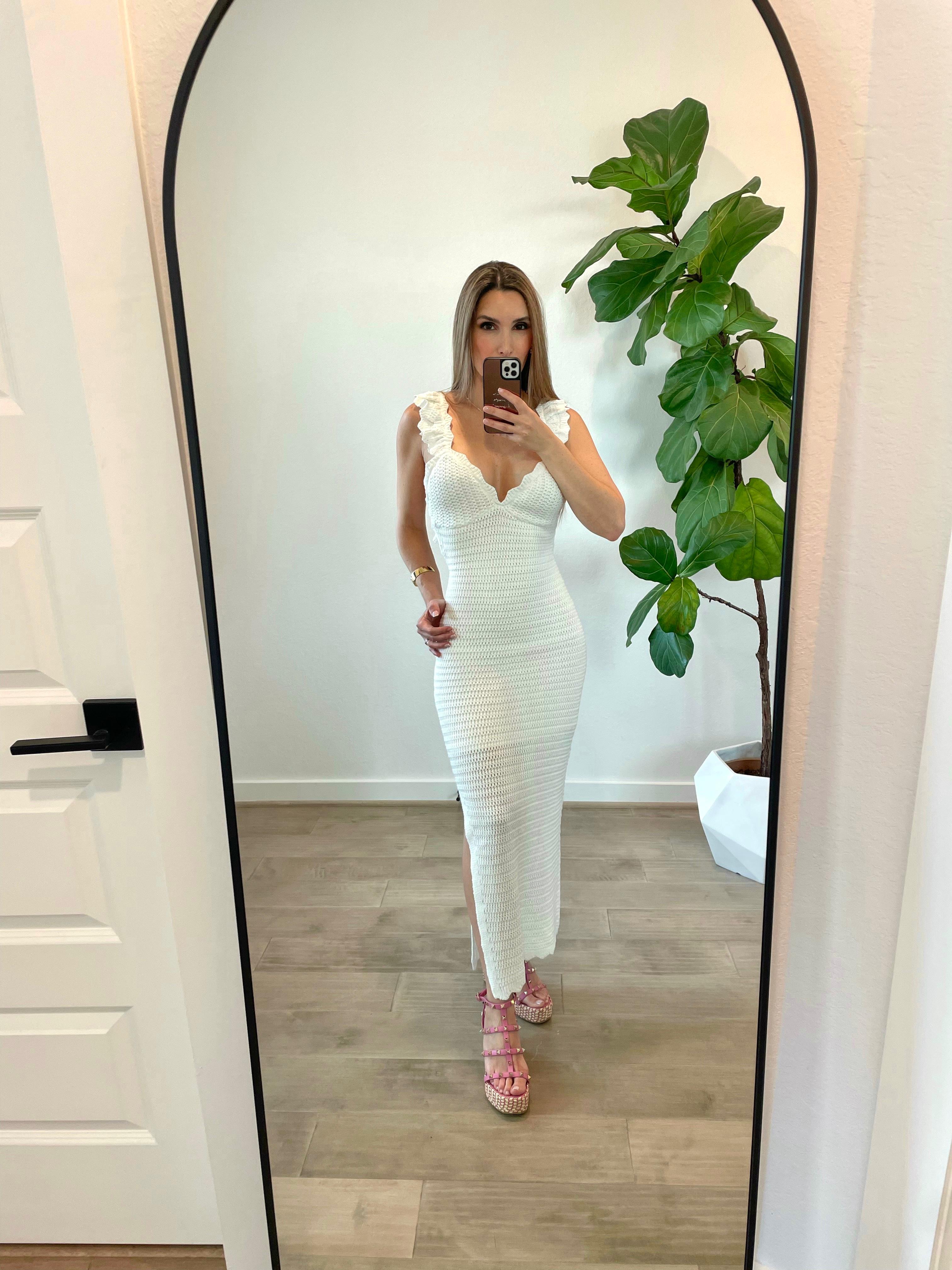 White Ribbed Bodycon Dress